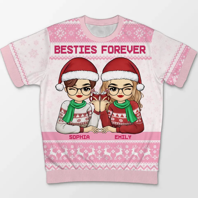 Nothing Could Ever Replace My Best Friend - Bestie Personalized Custom All Over Print Adult Short Sleeve Sweater - Christmas Gift For Best Friends, BFF, Sisters