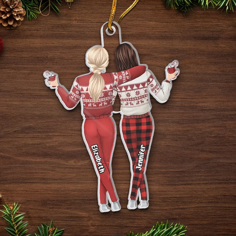 Happiness Is Mother And Daughter Time - Family Personalized Custom Ornament - Acrylic Custom Shaped - Christmas Gift For Mom, Daughter