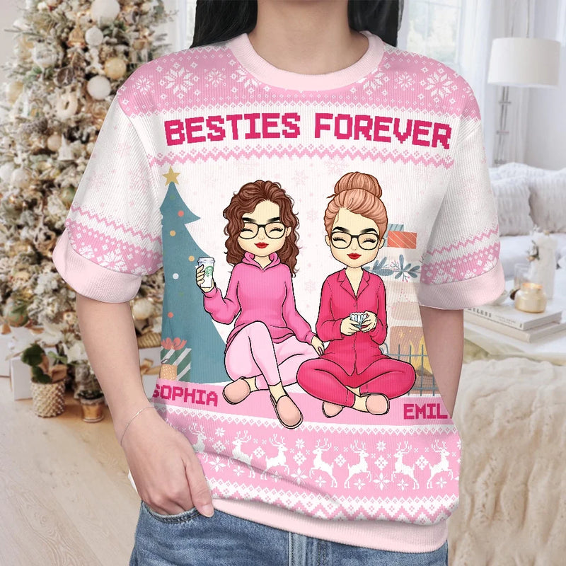 May All Your Days Be Merry And Bright - Bestie Personalized Custom All Over Print Adult Short Sleeve Sweater - Christmas Gift For Best Friends, BFF, Sisters
