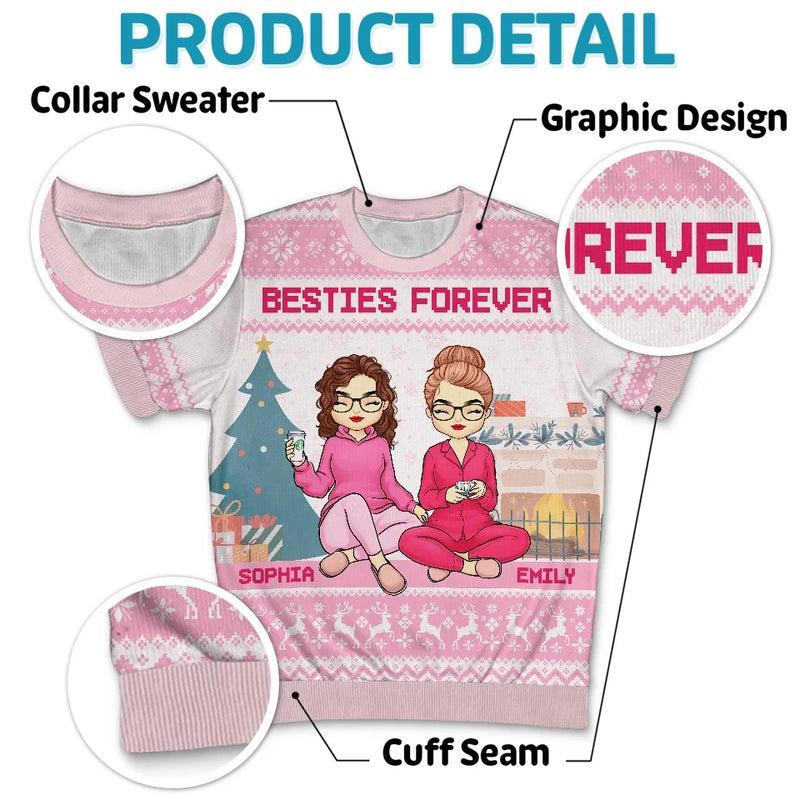 May All Your Days Be Merry And Bright - Bestie Personalized Custom All Over Print Adult Short Sleeve Sweater - Christmas Gift For Best Friends, BFF, Sisters