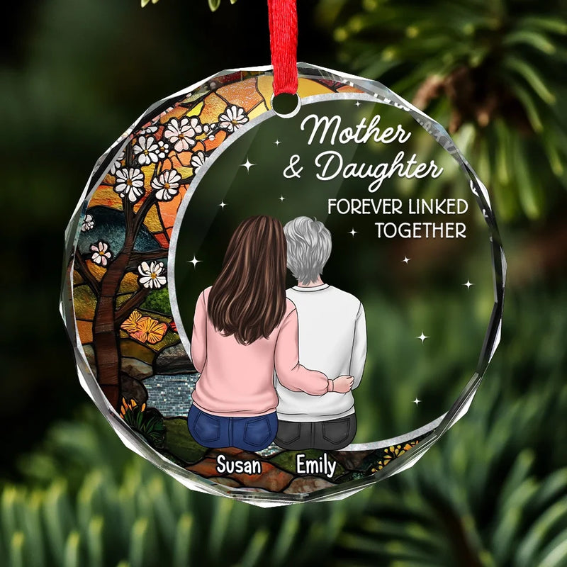 Custom Name Mother Daughter Christmas Gifts - Personalized Glass Ornament
