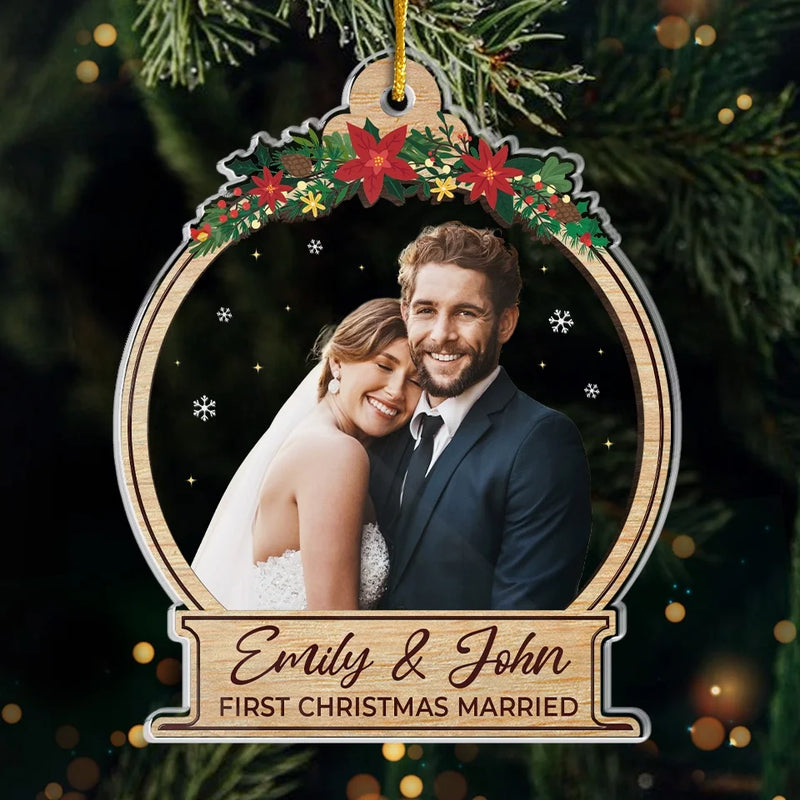 Custom Photo Our First Christmas Is A Dream Come True - Couple Personalized Custom Ornament - Acrylic Custom Shaped - Christmas Gift For Husband Wife, Anniversary, First Christmas