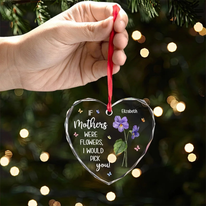 Grandmother Opens Up A New World Of Change - Family Personalized Custom Heart Glass Ornament - Christmas Gift For Mom, Daughter