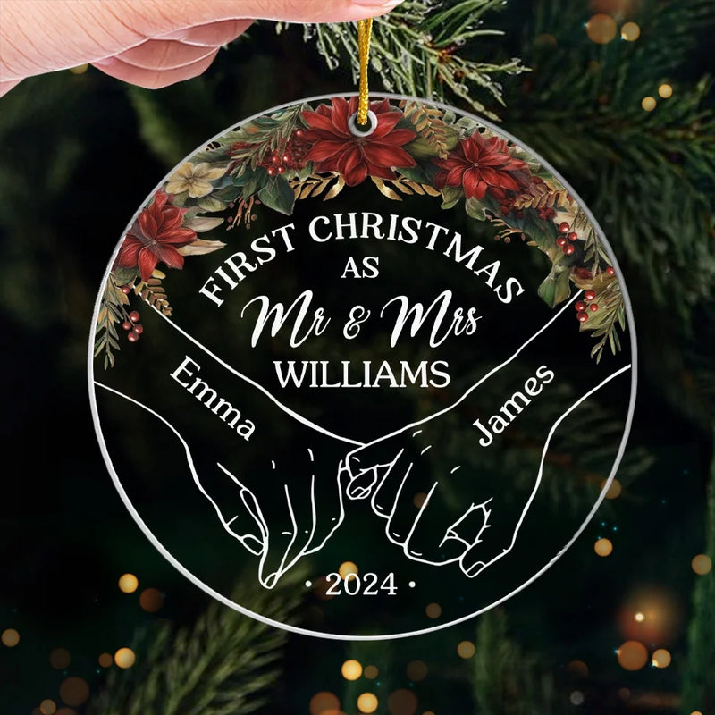 Two Hearts, One Special Christmas - Couple Personalized Custom Ornament - Acrylic Custom Shaped - Christmas Gift For Husband Wife, Anniversary, First Christmas