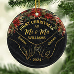 Custom Name First Christmas as Mr & Mrs Couple Gifts - Personalized Ceramic Ornament