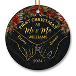 Custom Name First Christmas as Mr & Mrs Couple Gifts - Personalized Ceramic Ornament
