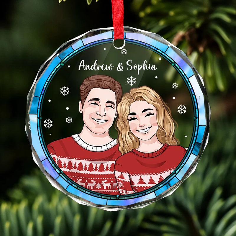 I Love You Even More Than Christmas - Couple Personalized Custom Circle Glass Ornament - Christmas Gift For Husband Wife, Anniversary