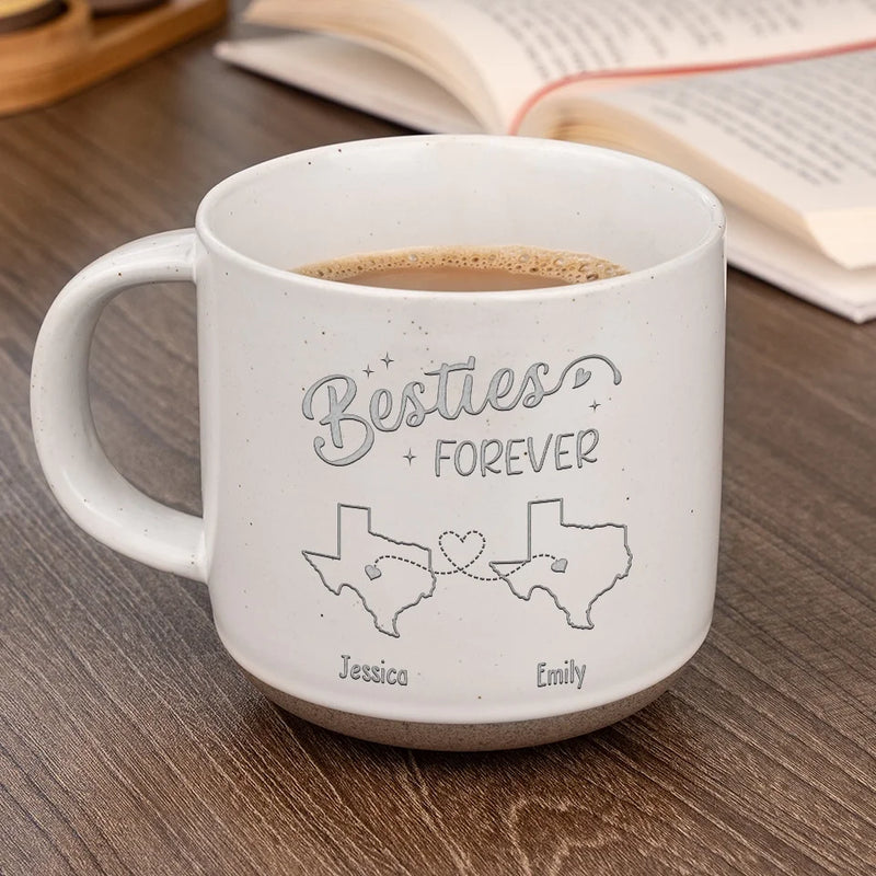 No Distance Can Weaken Our Bond - Bestie Personalized Custom Pottery Mug - Gift For Best Friends, BFF, Sisters