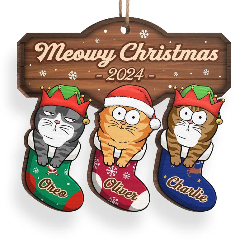 Deck The Paws With Lots Of Claws - Cat Personalized Custom Ornament - Wood Custom Shaped - Christmas Gift For Pet Owners, Pet Lovers