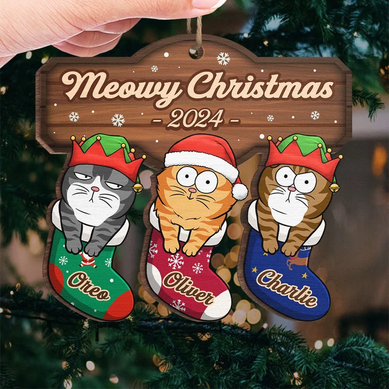 Deck The Paws With Lots Of Claws - Cat Personalized Custom Ornament - Wood Custom Shaped - Christmas Gift For Pet Owners, Pet Lovers