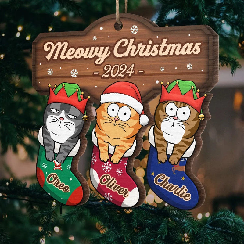 Deck The Paws With Lots Of Claws - Cat Personalized Custom Ornament - Wood Custom Shaped - Christmas Gift For Pet Owners, Pet Lovers