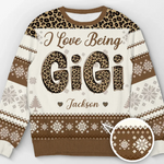 Custom Name Leopard Print Christmas Gifts for GiGi - Personalized Sweatshirt