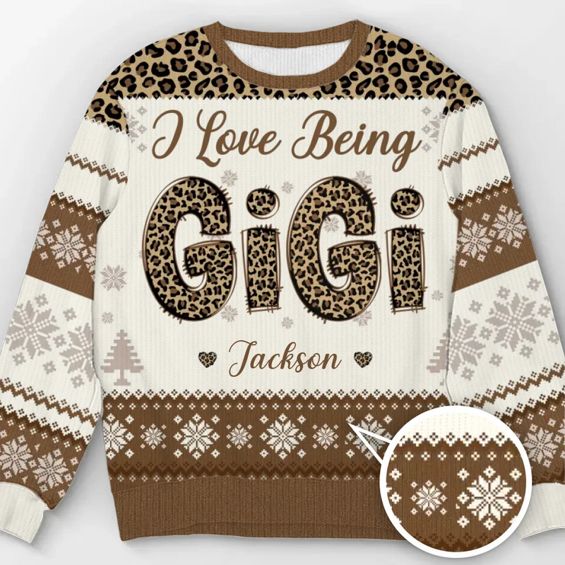 Custom Name Leopard Print Christmas Gifts for GiGi - Personalized Sweatshirt