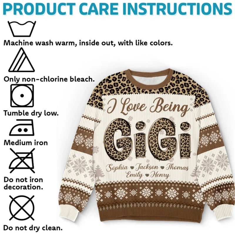 Custom Name Leopard Print Christmas Gifts for GiGi - Personalized Sweatshirt