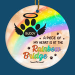 Custom Name Rainbow Bridge Pet Memorial Gifts - Personalized Ceramic Ornament