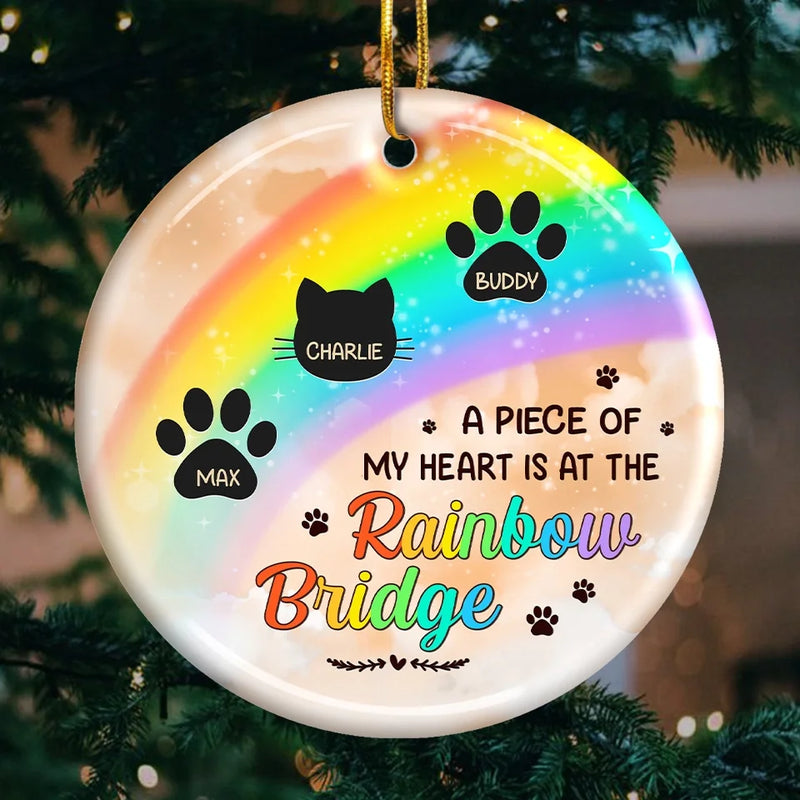 I Wish The Rainbow Bridge Had Visiting Hours - Memorial Personalized Custom Ornament - Ceramic Round Shaped - Sympathy Gift, Christmas Gift For Pet Owners, Pet Lovers