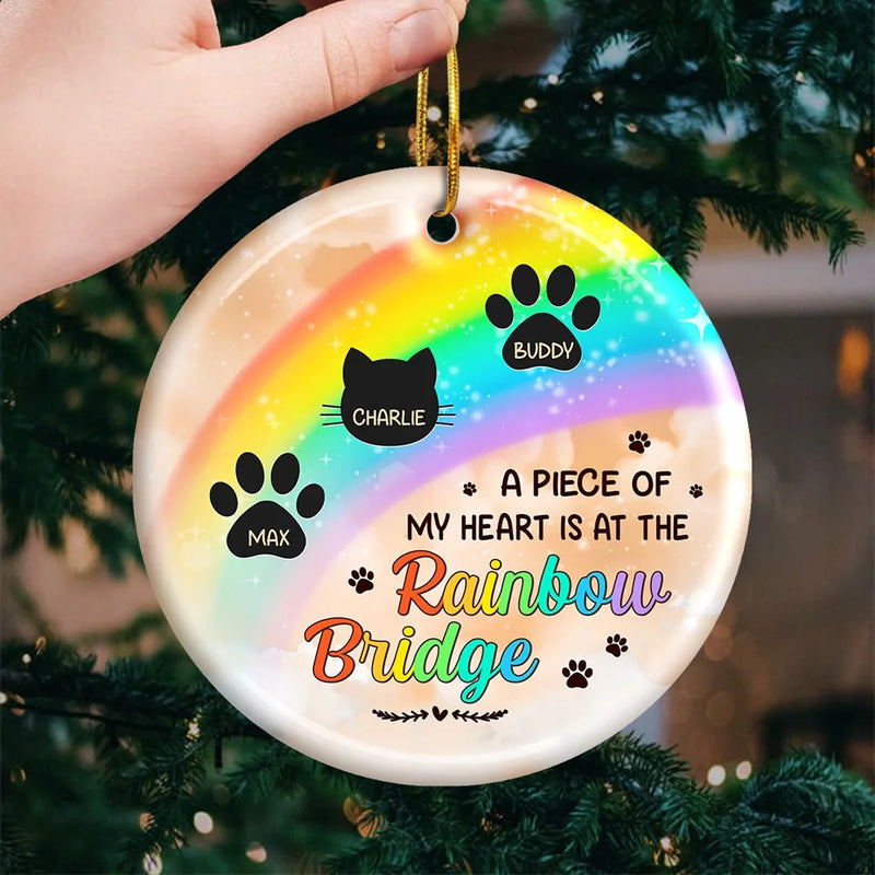 I Wish The Rainbow Bridge Had Visiting Hours - Memorial Personalized Custom Ornament - Ceramic Round Shaped - Sympathy Gift, Christmas Gift For Pet Owners, Pet Lovers