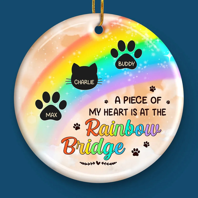 I Wish The Rainbow Bridge Had Visiting Hours - Memorial Personalized Custom Ornament - Ceramic Round Shaped - Sympathy Gift, Christmas Gift For Pet Owners, Pet Lovers
