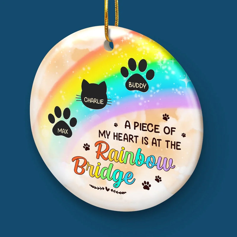 I Wish The Rainbow Bridge Had Visiting Hours - Memorial Personalized Custom Ornament - Ceramic Round Shaped - Sympathy Gift, Christmas Gift For Pet Owners, Pet Lovers
