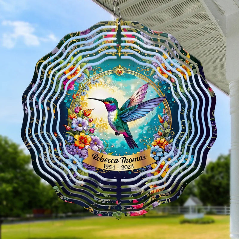 In Loving Memory, Your Light Shines On - Memorial Personalized Custom Wind Spinner - Sympathy Gift For Family Members
