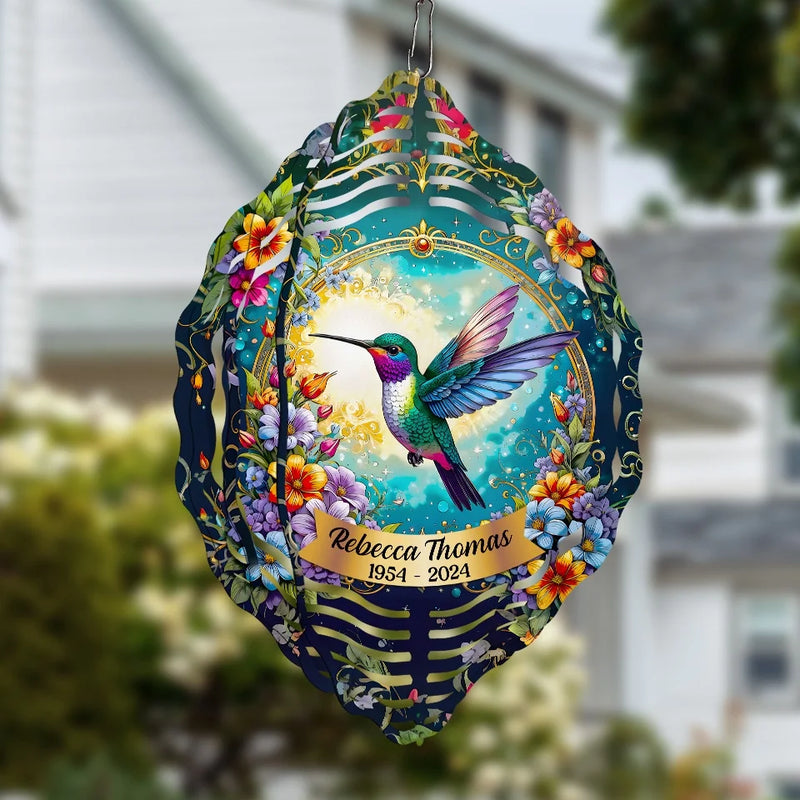 In Loving Memory, Your Light Shines On - Memorial Personalized Custom Wind Spinner - Sympathy Gift For Family Members