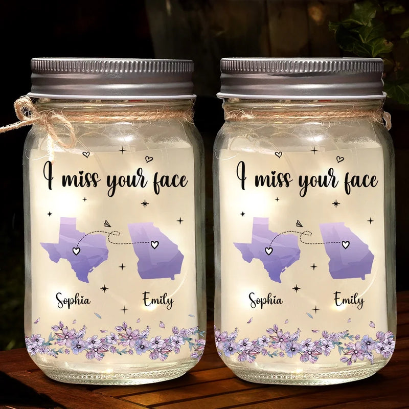 Custom Name Long Distance Gifts - Personalized Mason Jar Light