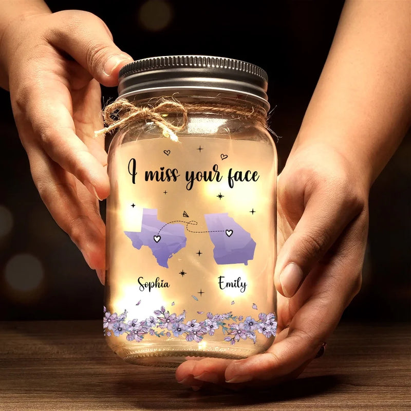 Distance Means Little When Someone Means So Much - Bestie Personalized Custom Mason Jar Light - Gift For Best Friends, BFF, Sisters