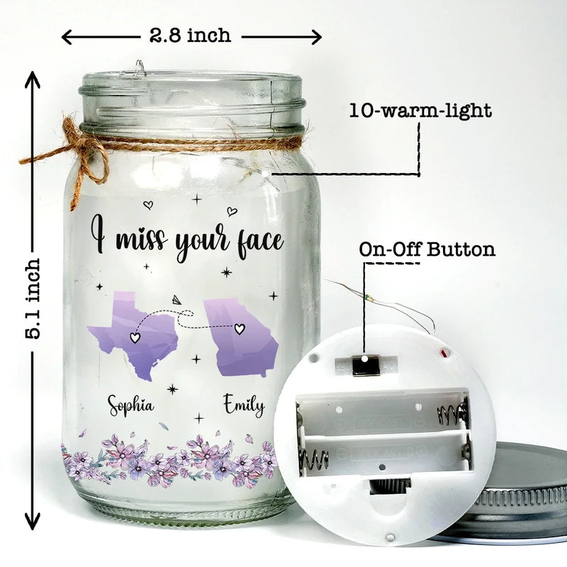 Distance Means Little When Someone Means So Much - Bestie Personalized Custom Mason Jar Light - Gift For Best Friends, BFF, Sisters