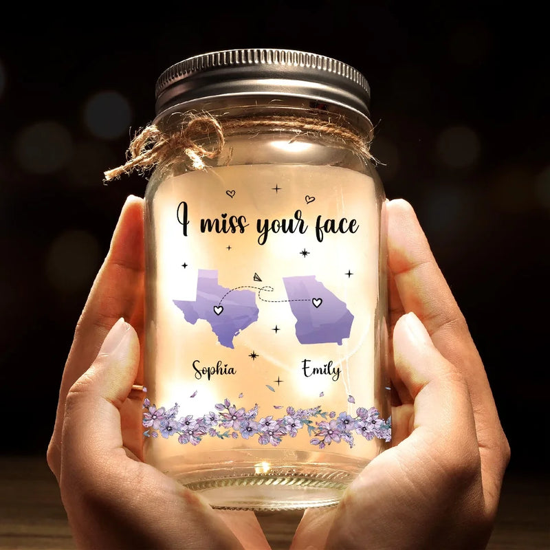 Distance Means Little When Someone Means So Much - Bestie Personalized Custom Mason Jar Light - Gift For Best Friends, BFF, Sisters