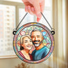 Custom Photo With You, I’m Home - Couple Personalized Window Hanging Suncatcher - Gift For Husband Wife, Anniversary