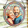 Custom Photo With You, I’m Home - Couple Personalized Window Hanging Suncatcher - Gift For Husband Wife, Anniversary