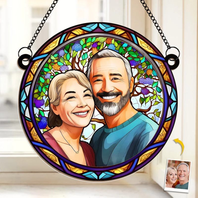 Custom Couple Photo Gifts - Personalized Suncatcher Ornament