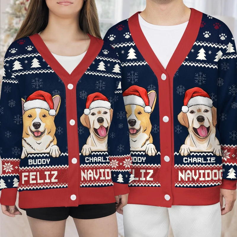 Furry Love Makes Christmas Complete - Dog & Cat Personalized Custom Ugly Christmas Cardigan - Christmas Gift For Pet Owners, Pet Lovers
