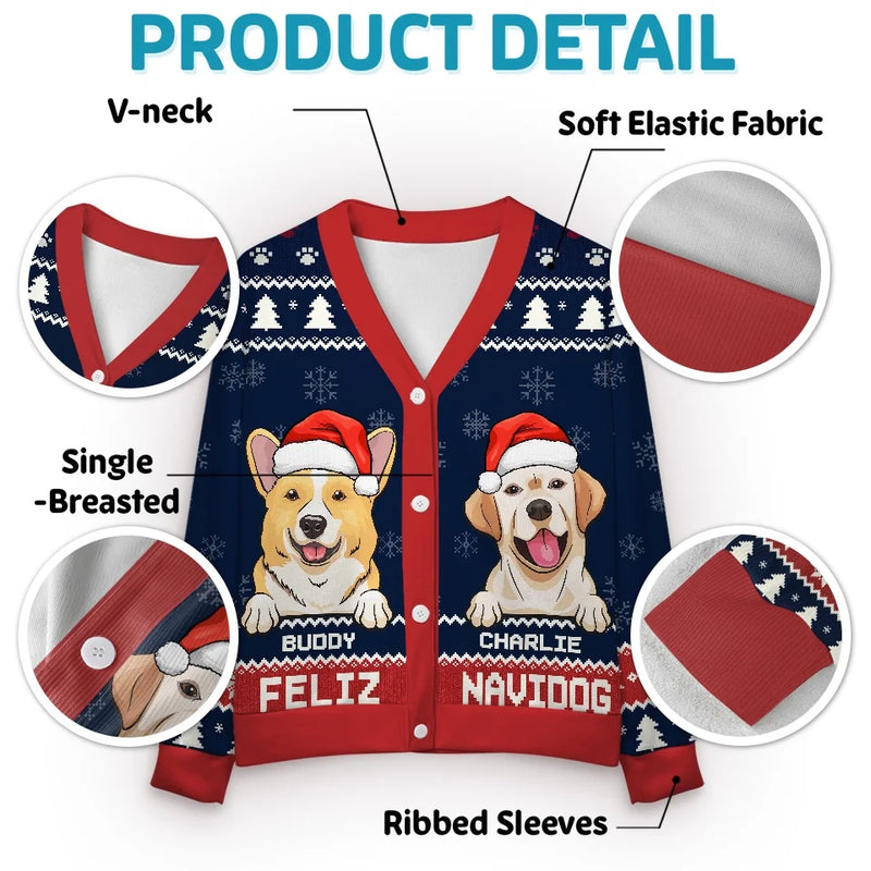 Furry Love Makes Christmas Complete - Dog & Cat Personalized Custom Ugly Christmas Cardigan - Christmas Gift For Pet Owners, Pet Lovers