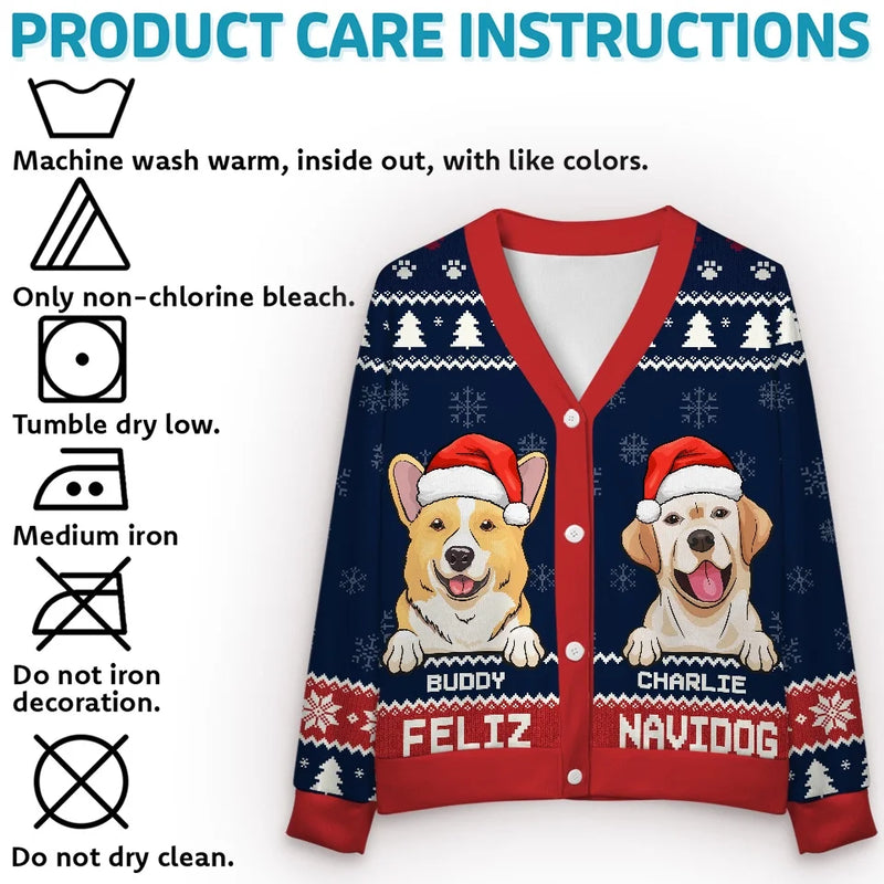 Furry Love Makes Christmas Complete - Dog & Cat Personalized Custom Ugly Christmas Cardigan - Christmas Gift For Pet Owners, Pet Lovers