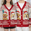 Furry Cuddles Make The Season Bright - Dog & Cat Personalized Custom Ugly Christmas Cardigan - Christmas Gift For Pet Owners, Pet Lovers