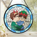 Custom Name Christmas Parent and Child Gifts - Personalized Stained Glass Suncatcher