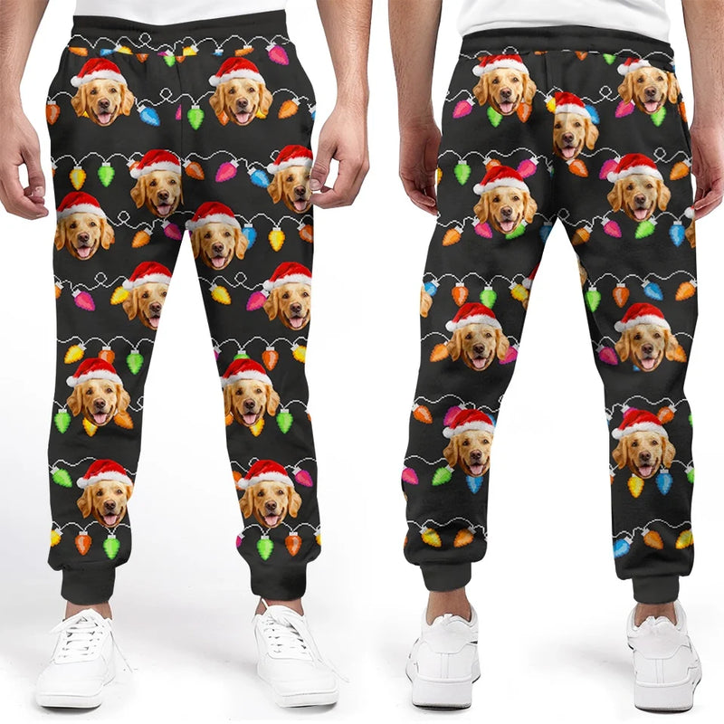 Custom Photo Furry Kisses And Christmas Wishes - Dog & Cat Personalized Custom Unisex Sweatpants - Christmas Gift For Pet Owners, Pet Lovers