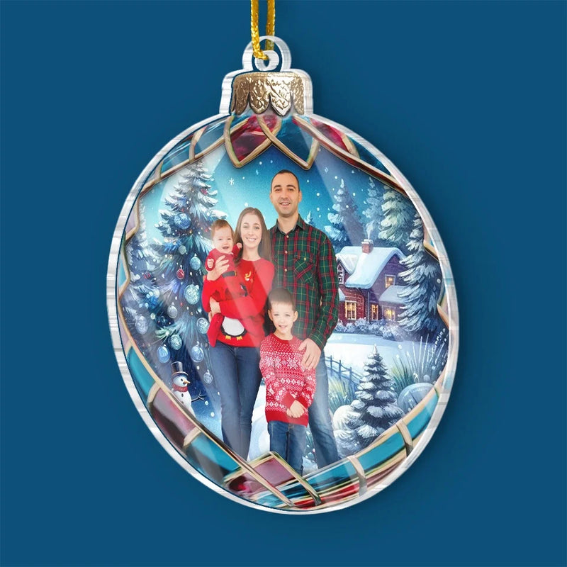 Custom Photo Every Time We Love, Every Time We Give, It’s Christmas - Family Personalized Custom Ornament - Acrylic Custom Shaped - Christmas Gift For Family Members