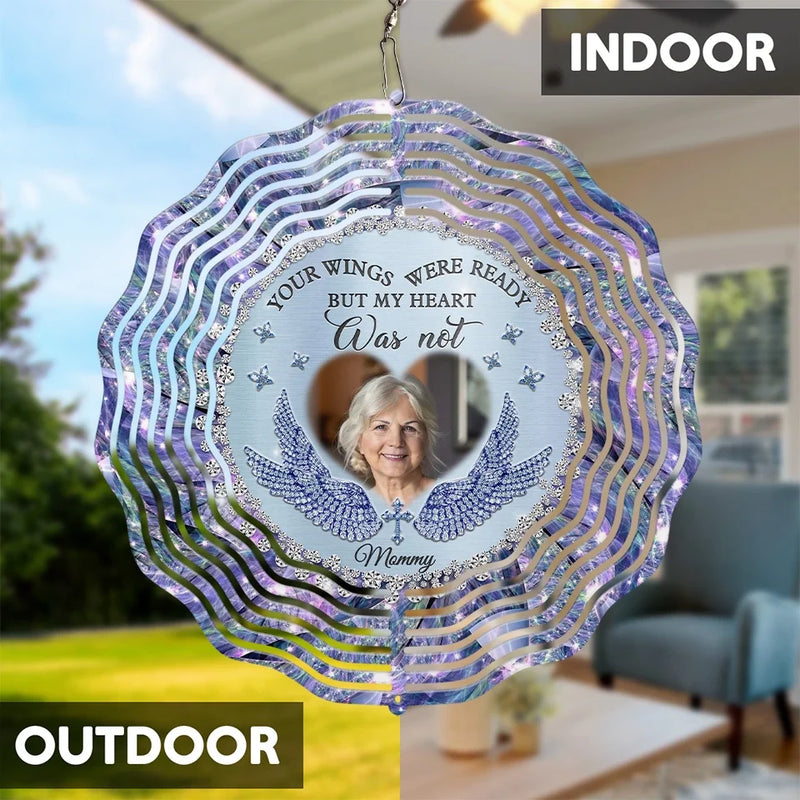 Custom Photo Memorial Angel Gifts for Mom - Personalized Wind Spinner
