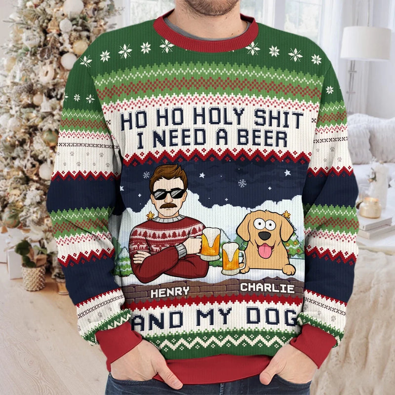 I Need A Beer - Dog & Cat Personalized Custom Ugly Sweatshirt - Unisex Wool Jumper - Christmas Gift For Pet Owners, Pet Lovers