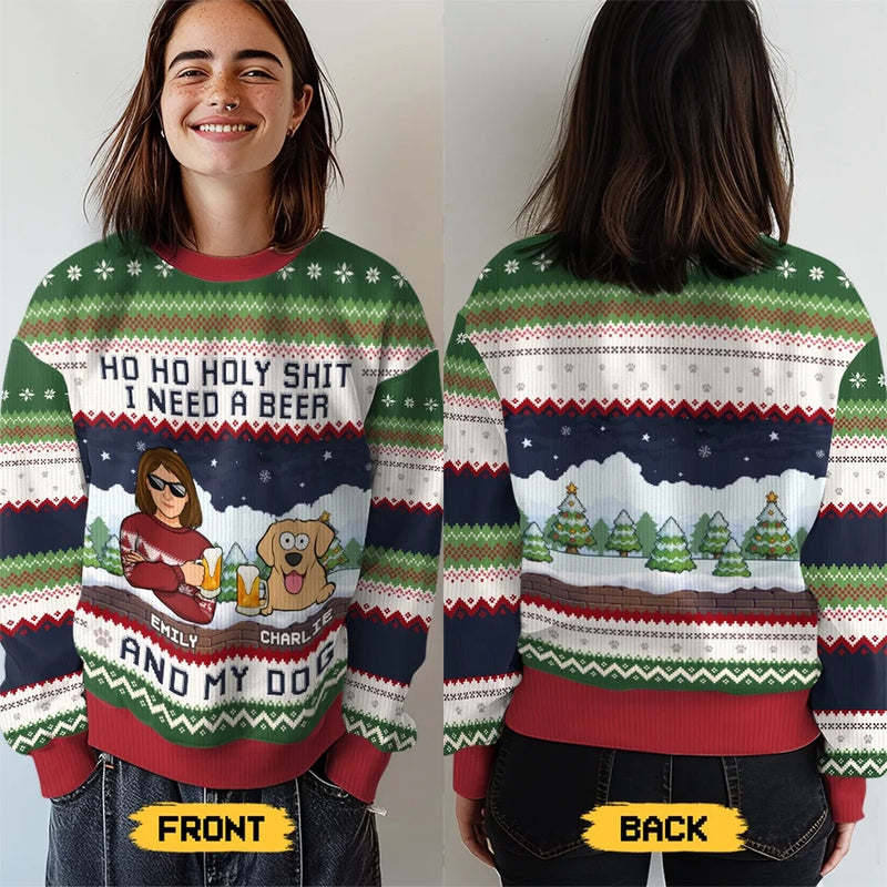 I Need A Beer - Dog & Cat Personalized Custom Ugly Sweatshirt - Unisex Wool Jumper - Christmas Gift For Pet Owners, Pet Lovers