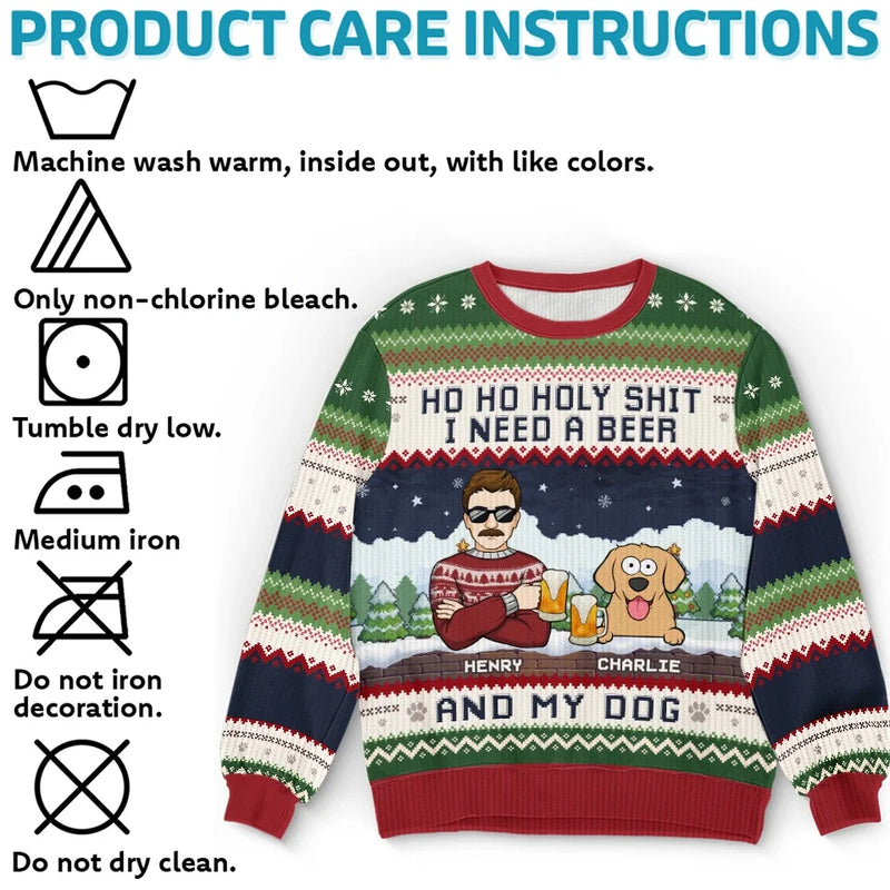 I Need A Beer - Dog & Cat Personalized Custom Ugly Sweatshirt - Unisex Wool Jumper - Christmas Gift For Pet Owners, Pet Lovers
