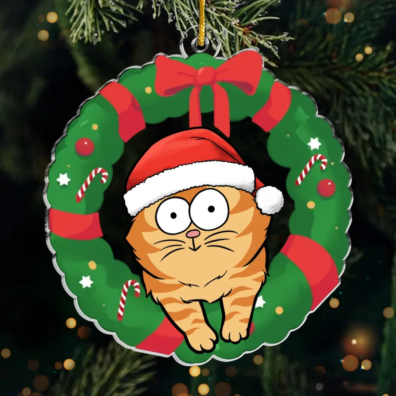 Christmas Santa Cat Wreath Decor - Ornament