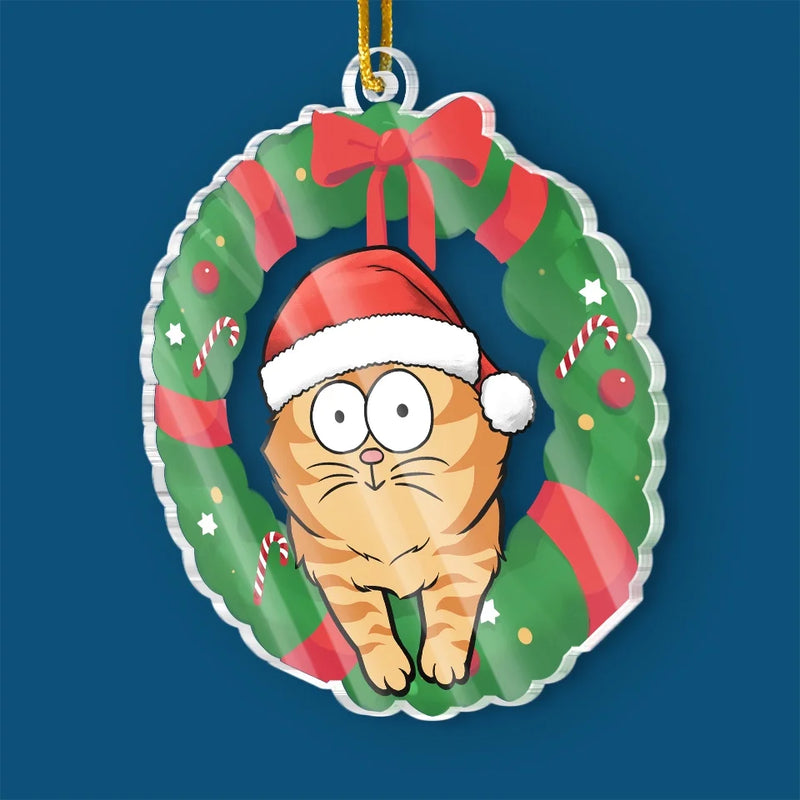 Christmas Santa Cat Wreath Decor - Ornament