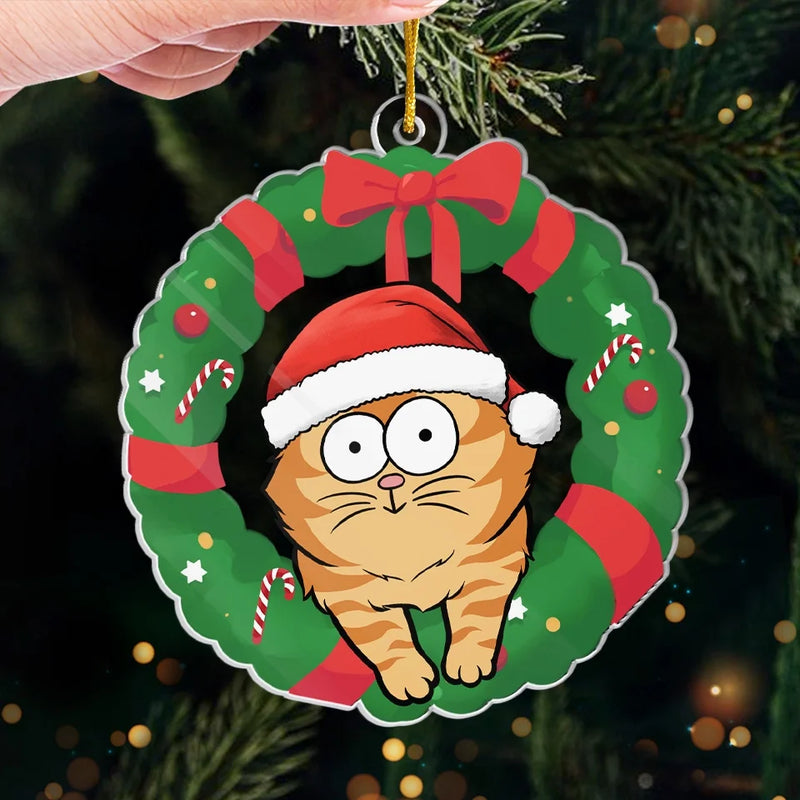 Christmas Santa Cat Wreath Decor - Ornament