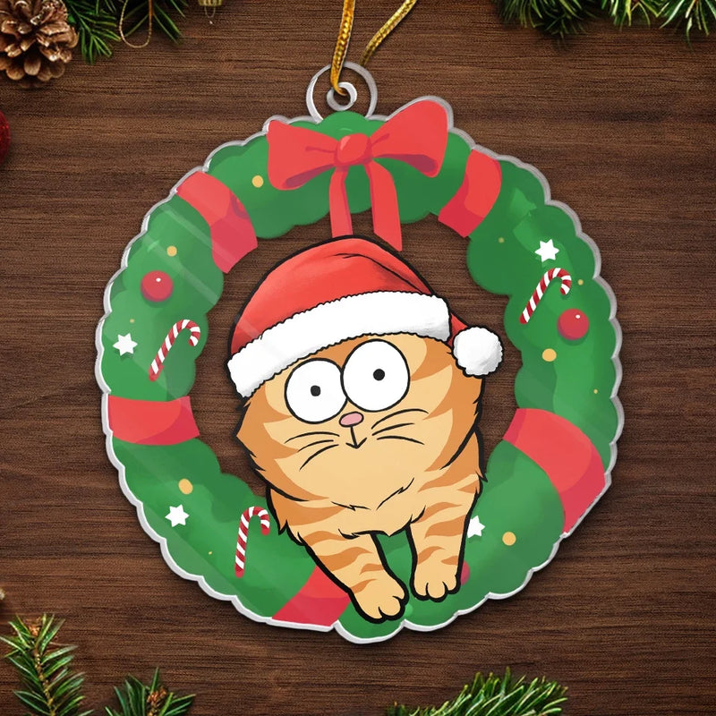 Christmas Santa Cat Wreath Decor - Ornament