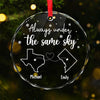 Love Knows No Borders - Couple Personalized Custom Circle Glass Ornament - Christmas Gift For Husband Wife, Anniversary