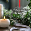 Love Knows No Borders - Couple Personalized Custom Circle Glass Ornament - Christmas Gift For Husband Wife, Anniversary