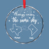 Love Knows No Borders - Couple Personalized Custom Circle Glass Ornament - Christmas Gift For Husband Wife, Anniversary
